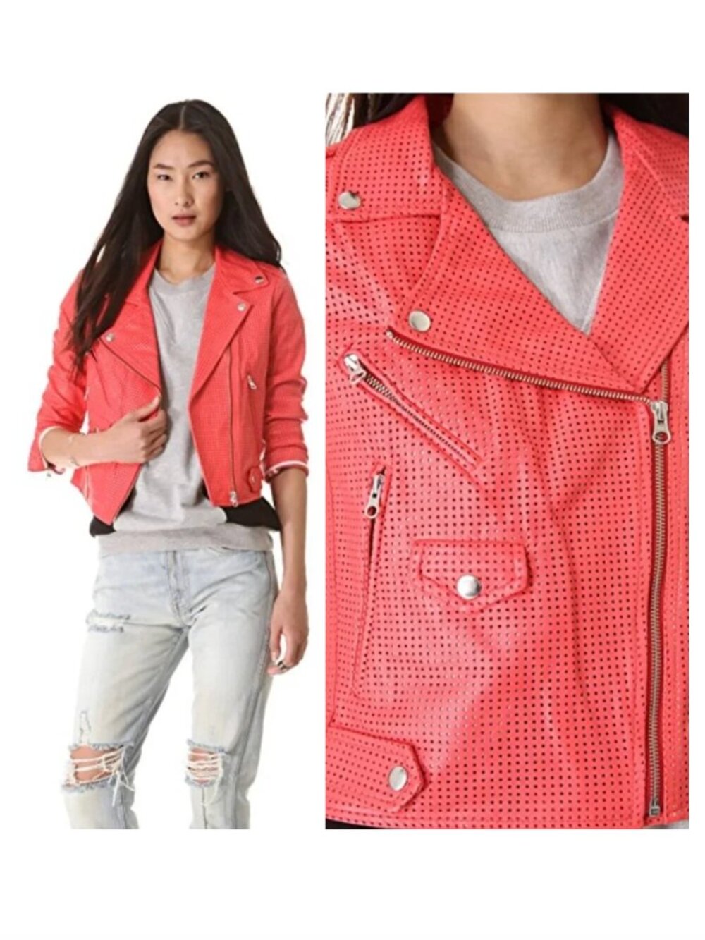 REBECCA MINKOFF Perf leather Wes Moto jacket